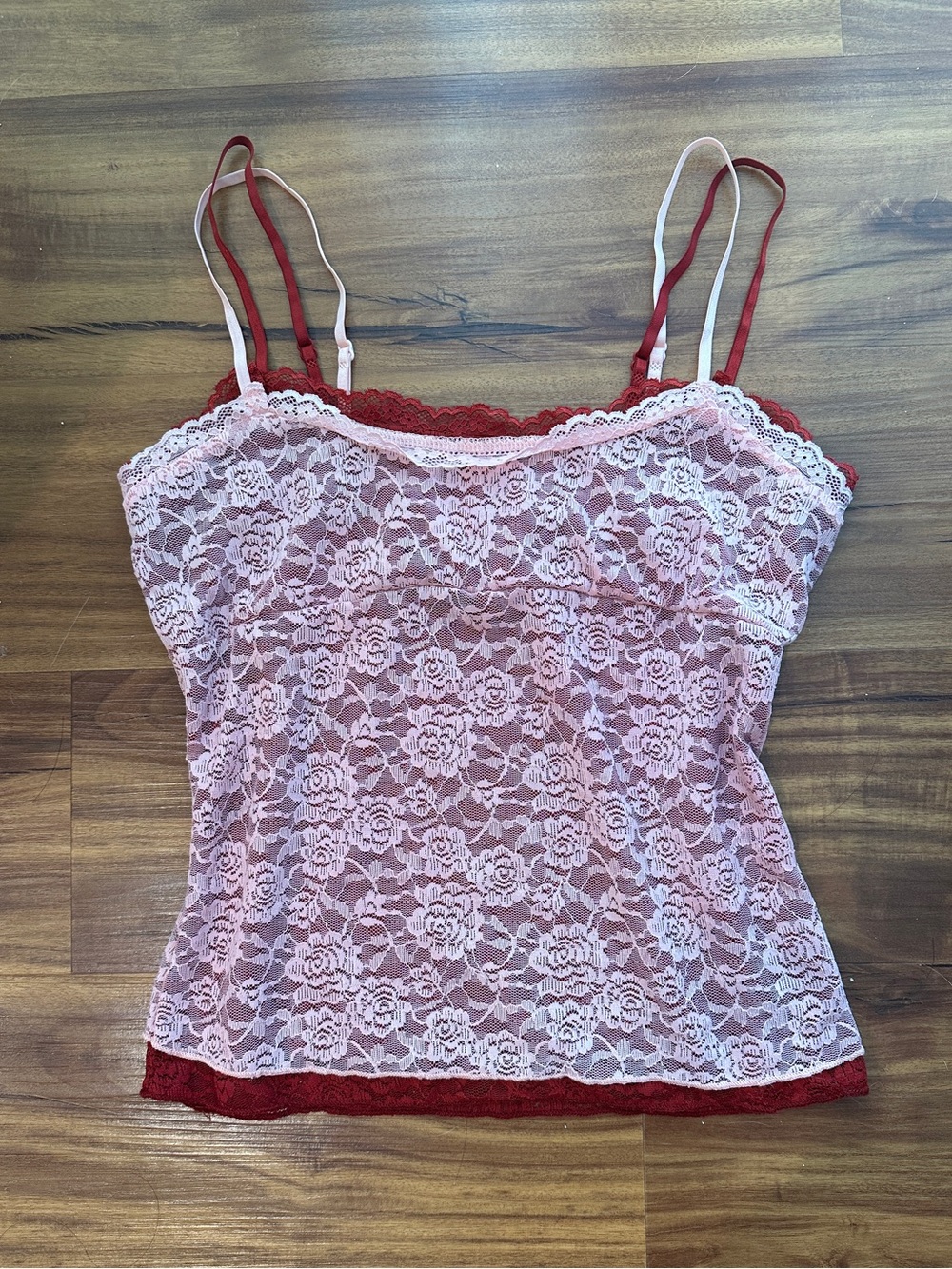 White Fox Boutique Pink & Burgundy Lace Cami